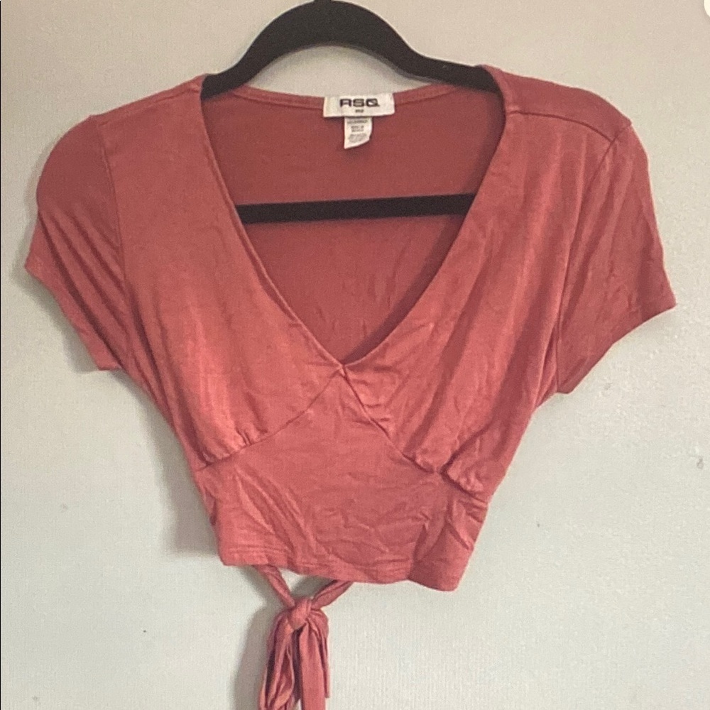 Tilly's Rust Tie-Front Crop Top
